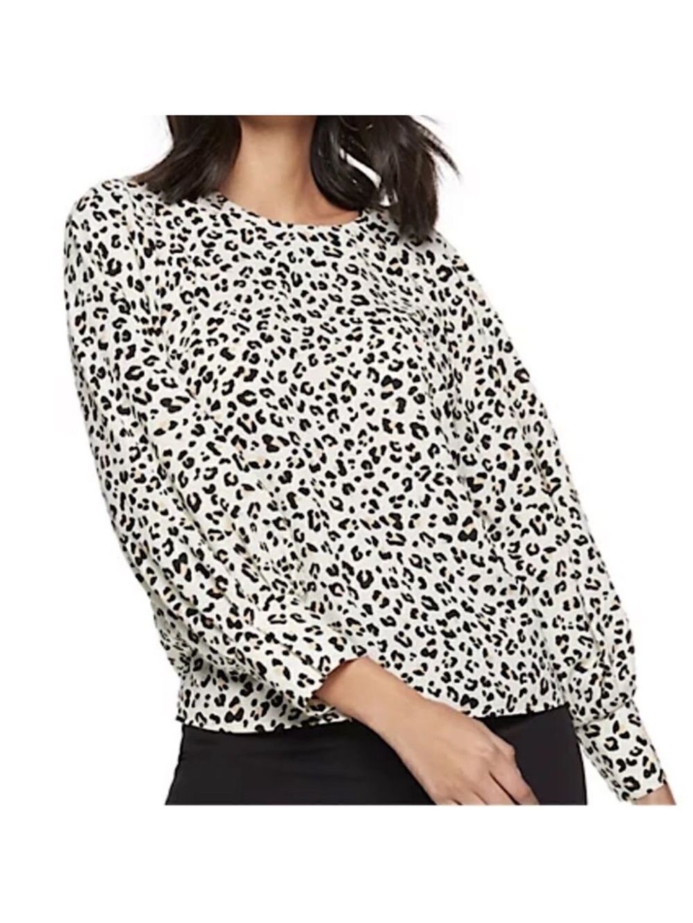 Nine West XL Elegant Long Sleeve Leopard Print Blouse